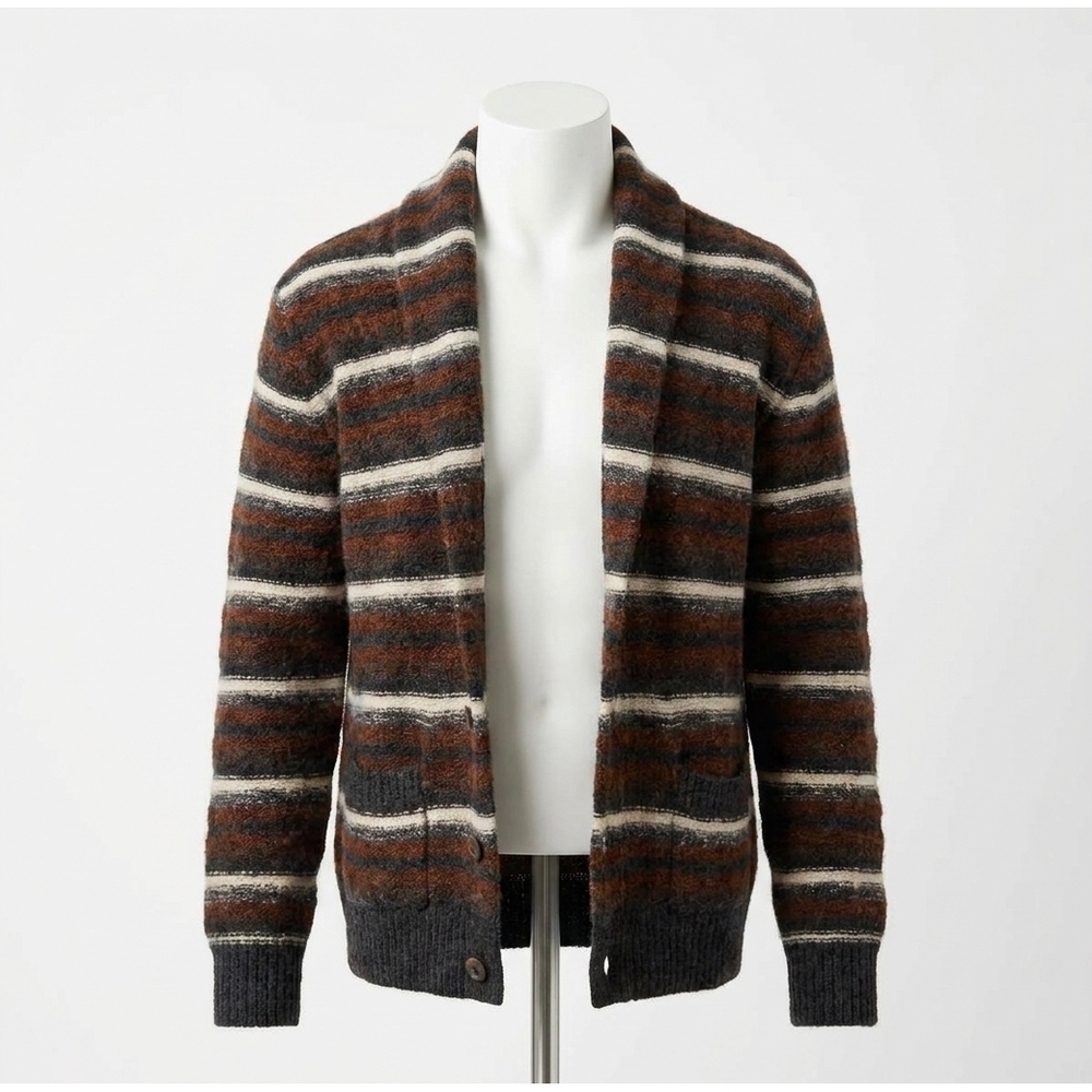 NEW FAHERTY striped cardigan sweater in rocky peak stripe